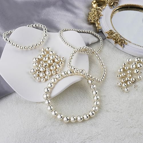 Miniatura 4 de 120 cuentas redondas de plata de ley 925, cuentas espaciadoras redondas de plata de ley lisa sin costuras para pulseras, collares, aretes, joyería