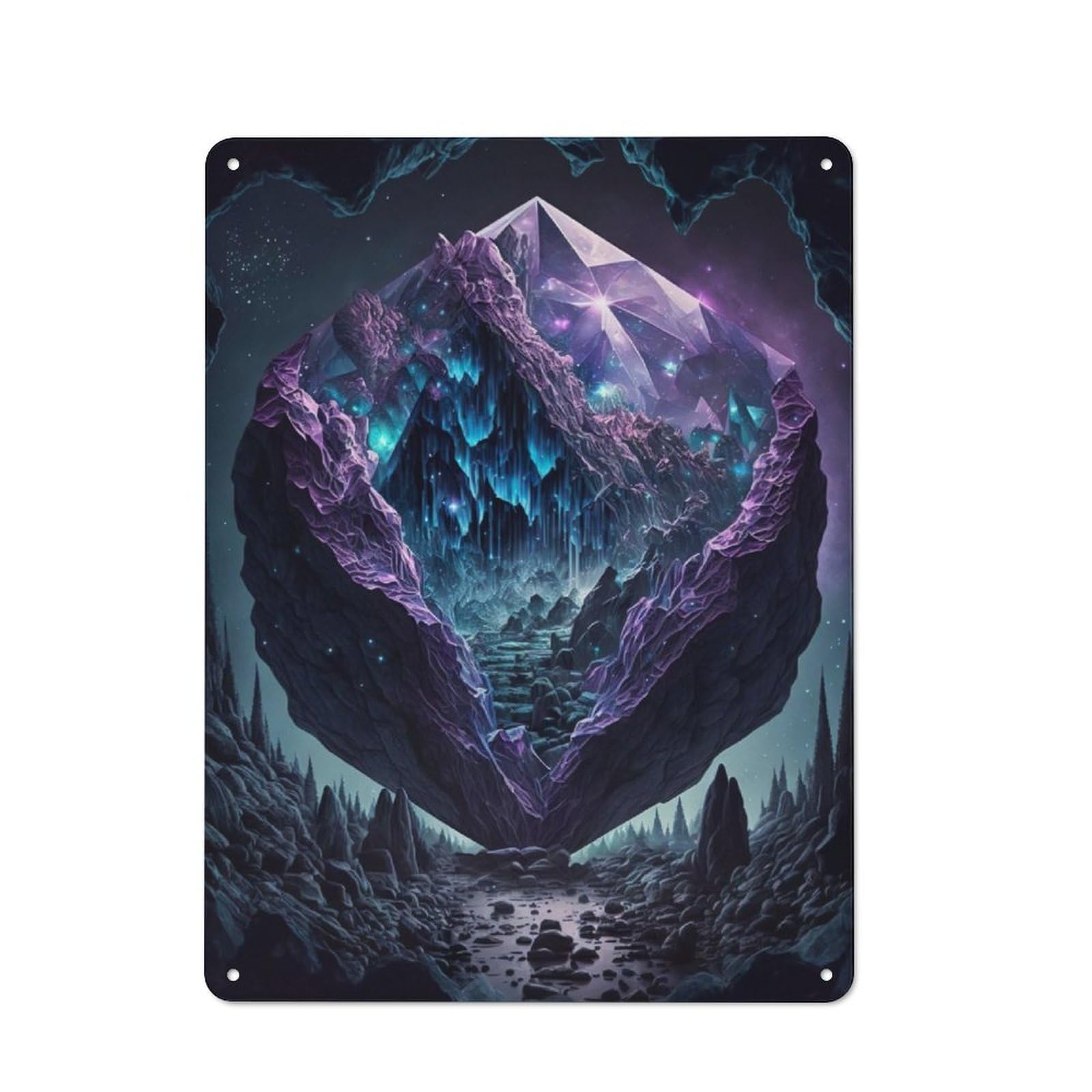 Junmoney Fantasy Space Landscape Retro-Style Metal Plaque 40X30cm For Kitchen Or Home Bar, Gift For Home Bar Enthusiasts During The Christmas Season