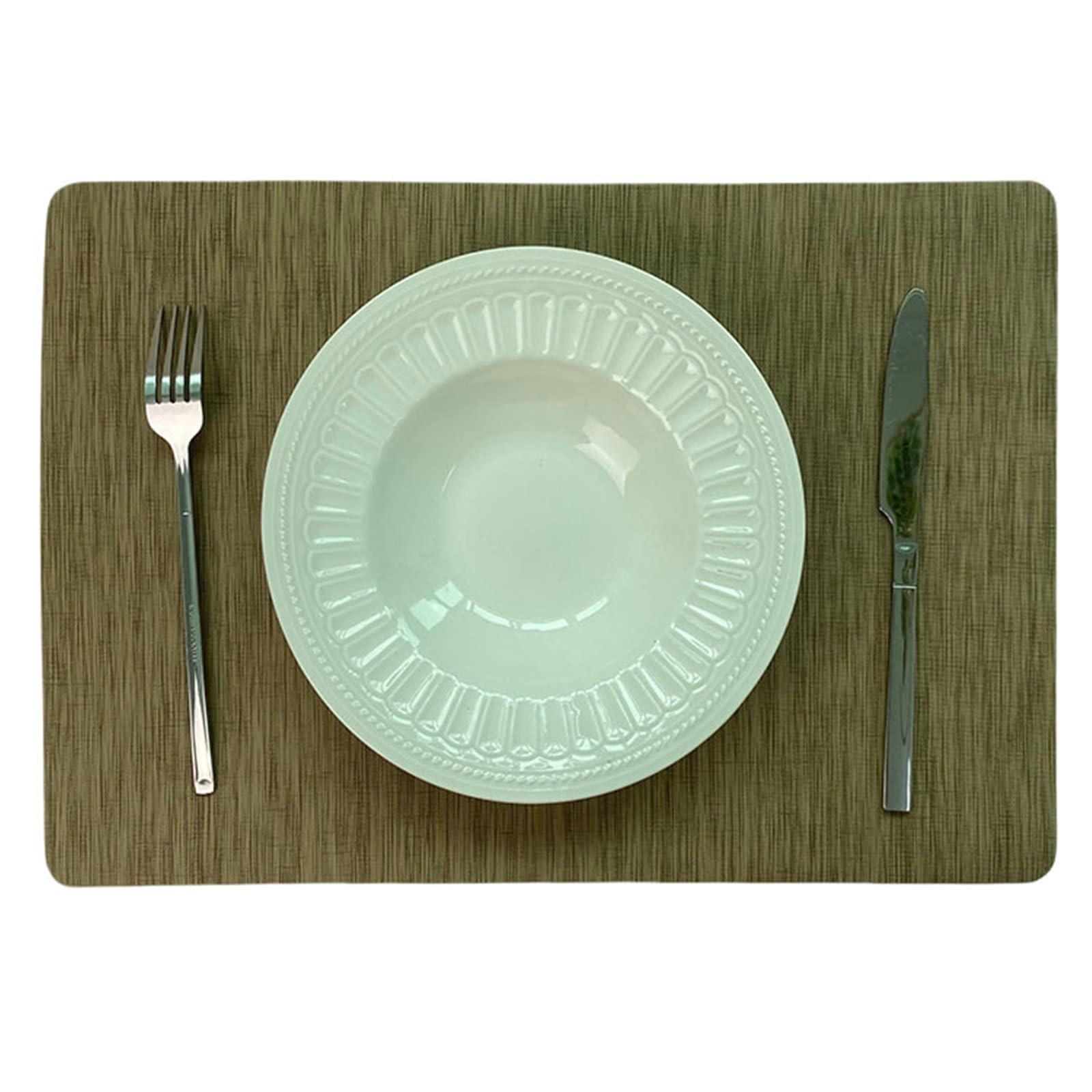 AMDXD Lot de 8 sets de table à motif, 30 x 45 cm, en cuir synthétique uni, lavables, carrés, pour table, bar, cuisine, garçon, marron