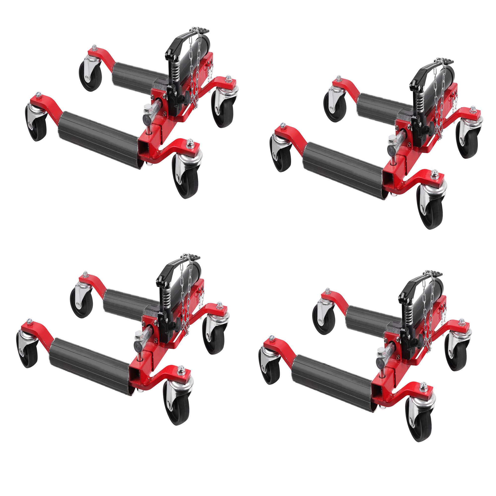 4Pcs Car Wheel Dolly, 1500LBS Capacity Trailer Dolly With Hydraulic Tire Jack for Vehicle Positioning for Truck Rv Trailer, Red