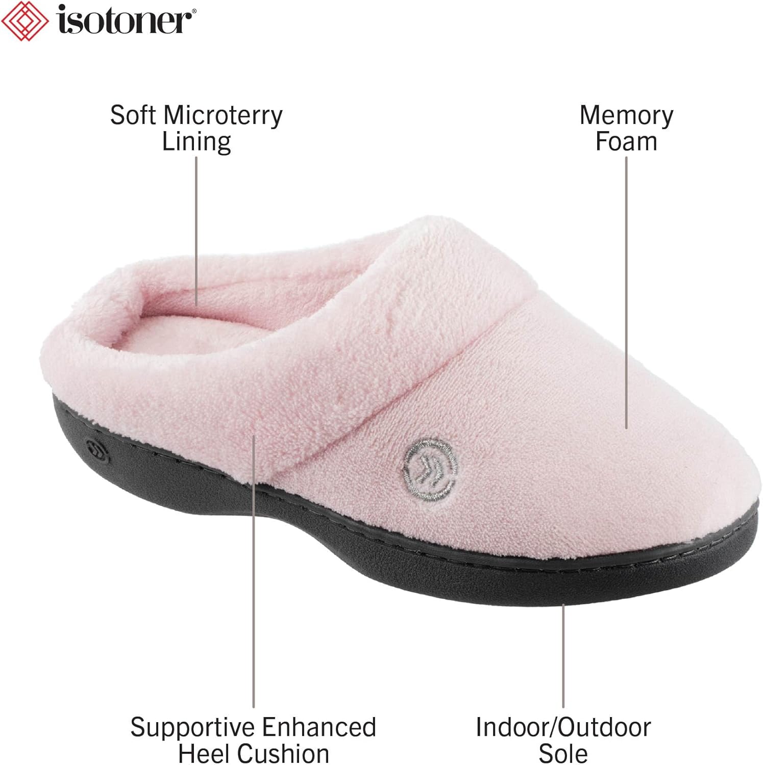 isotoner womens Classic Clog Non-slip Memory Foam Slippers - Image 2
