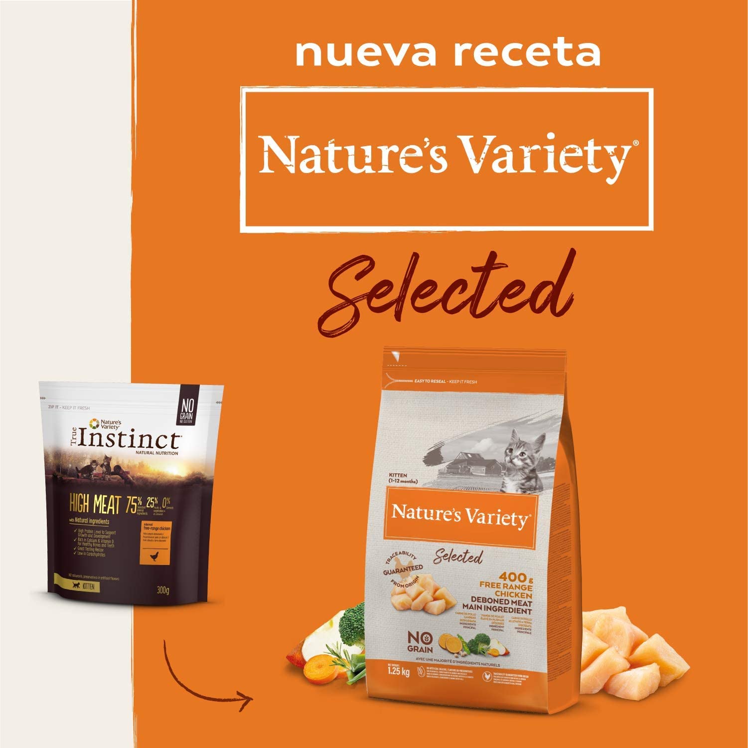 Nature's Variety Selected, Cibo per Gattini con Pollo Allevato a Terra Disossato 1.25 Kg (Confezione da 2)