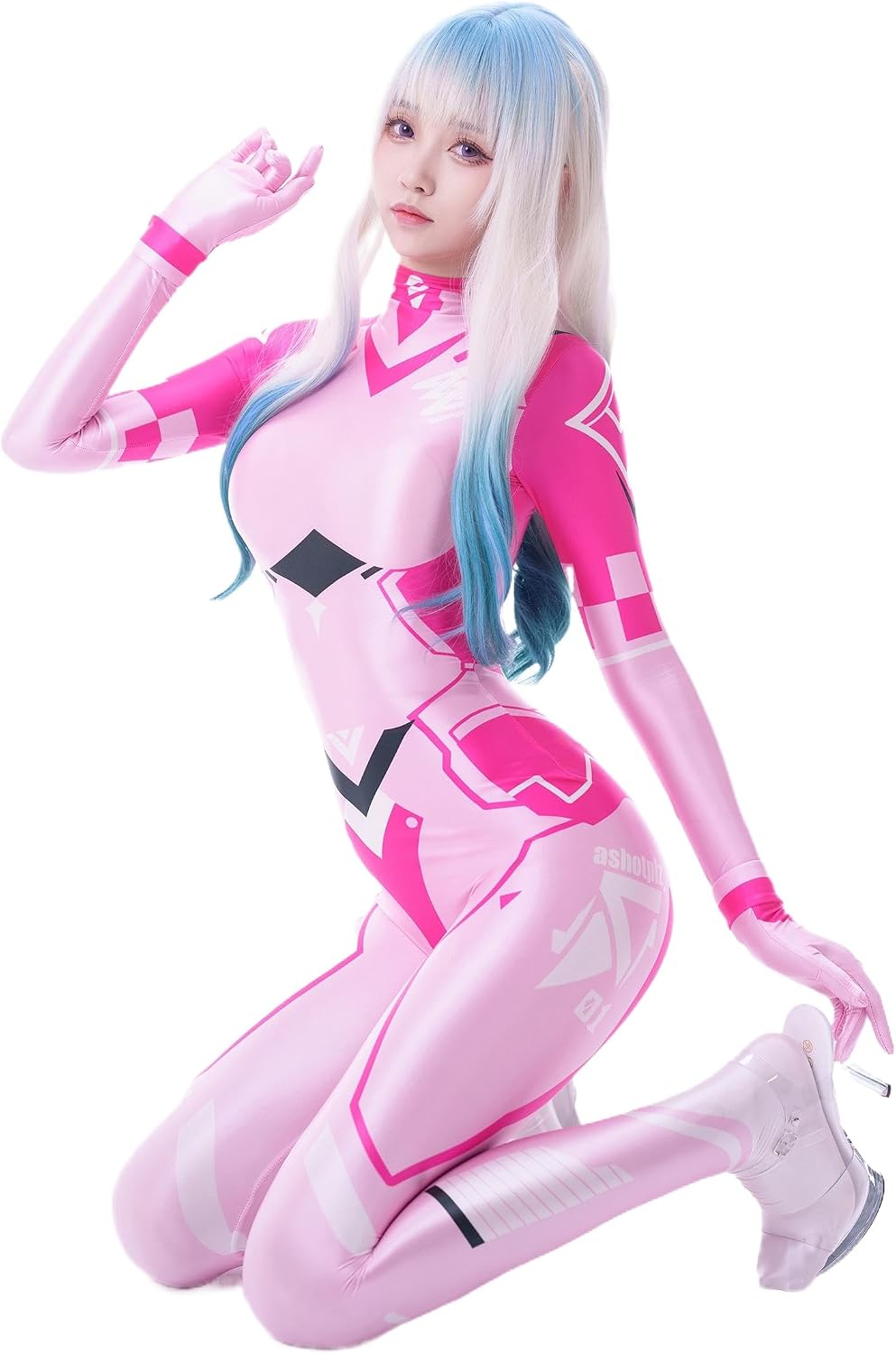 Women's Futuristic Print Full Bodysuit with Gloves - Long Sleeve Cosplay Jumpsuit, Sci-Fi Style One-Piece Outfit