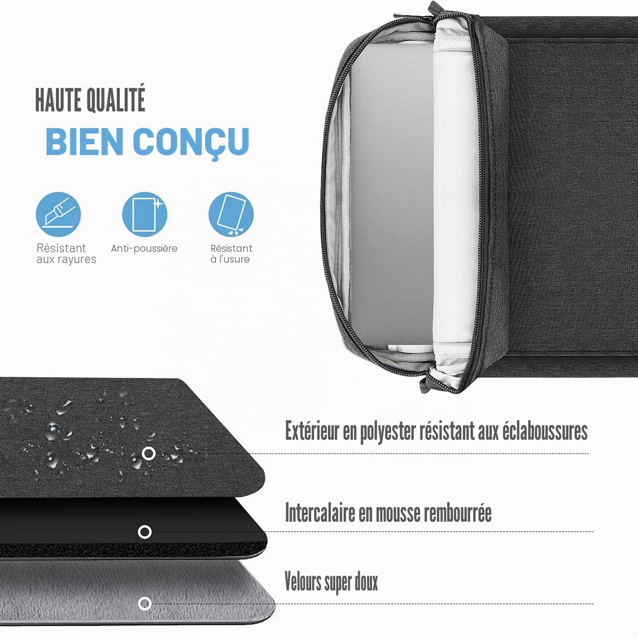 TiMOVO Housse pour Ordinateur Portable 13" pour MacBook Neo/Air 2026, Gris | Compatible avec Neo A3404 (A18 Pro) et Air A3449/A3240 (M5/M4), avec Poignée et Bandoulière Amovible, Sac de Transport