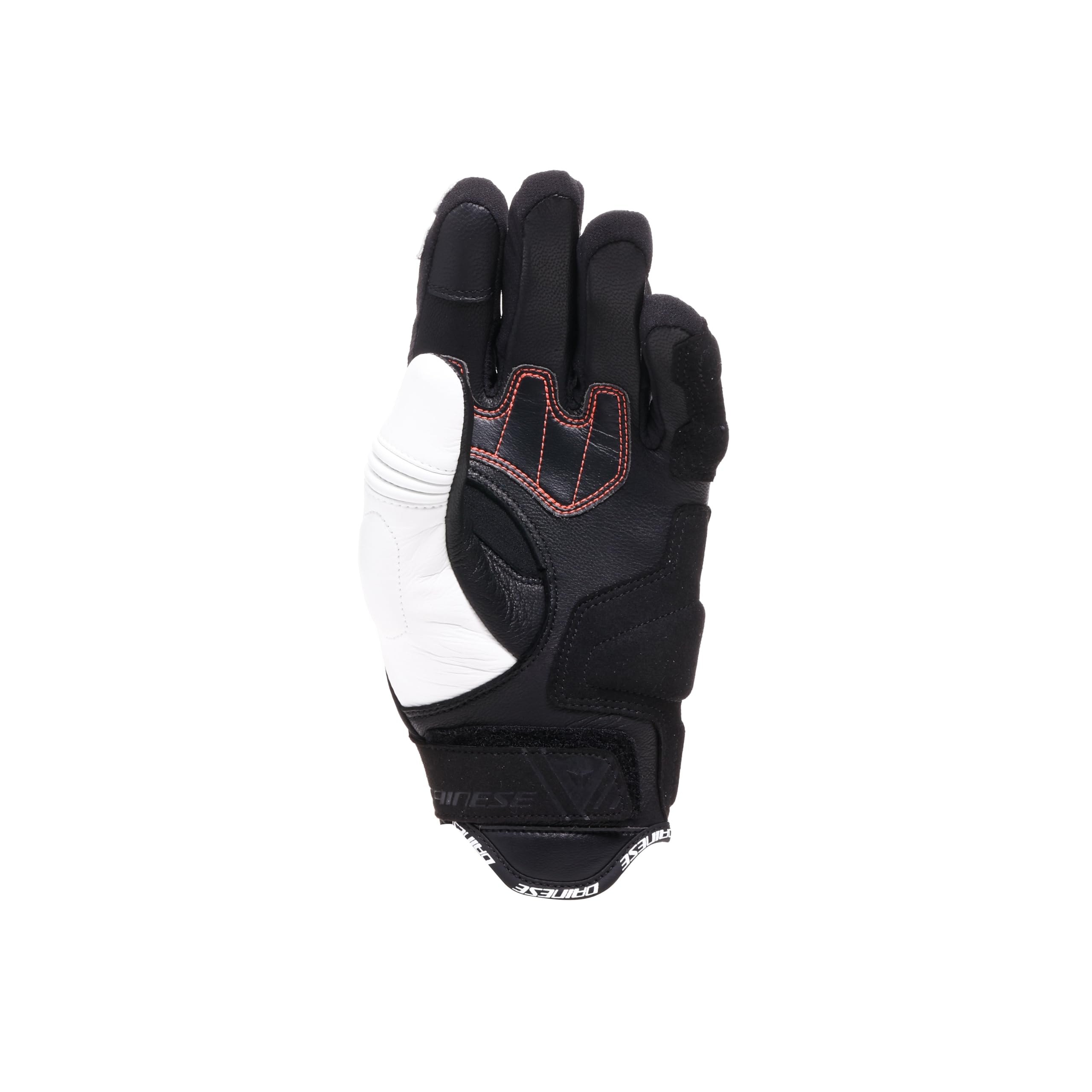DAINESE Reacto Carbon Short Gloves Wmn, Guanti Moto Corti Donna in Pelle con Protezione Nocche in Carbonio e Imbottiture Palmo e Dita Smart Touch, Per Donna, Black/White/Red-Fluo, XS