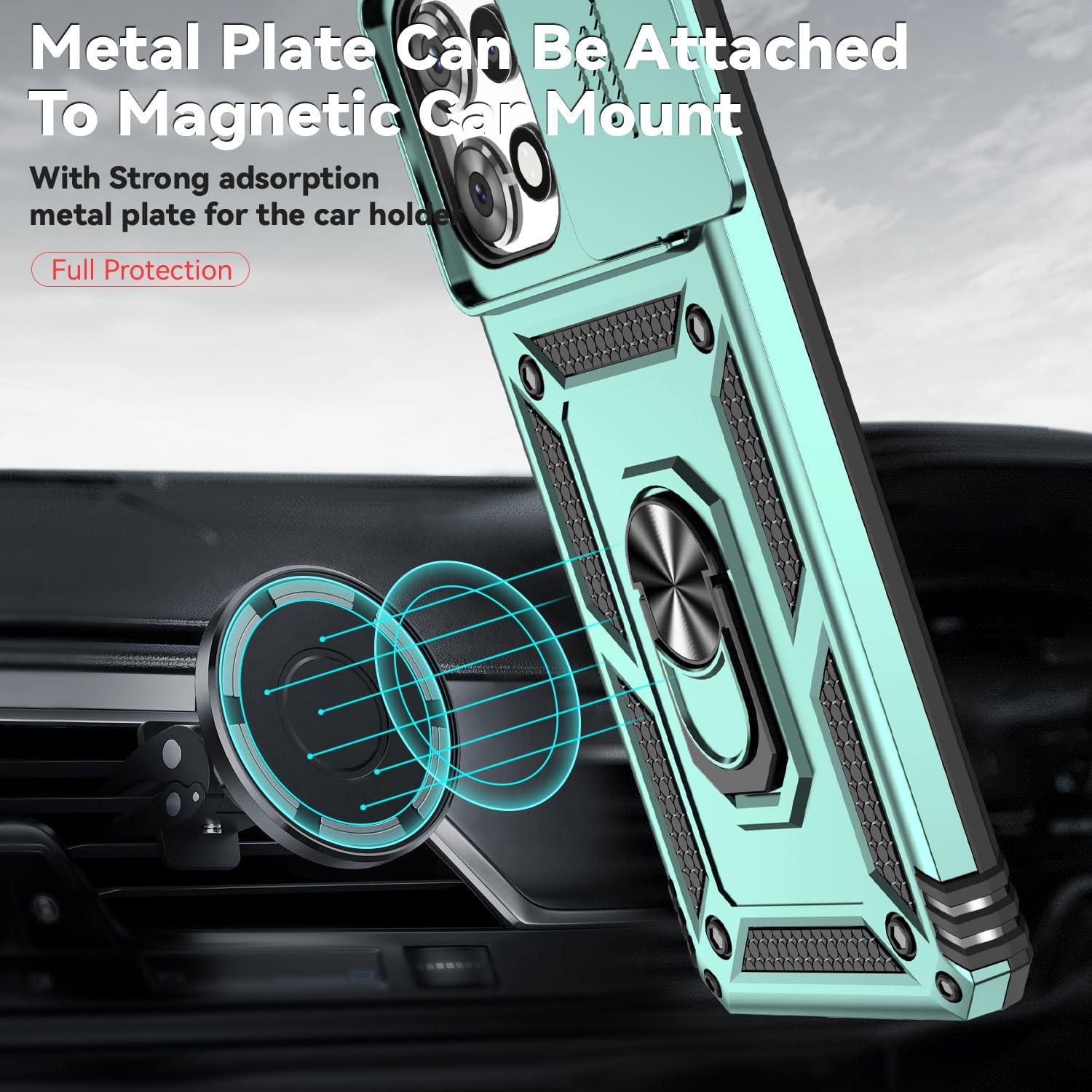 for Motorola Moto G Power 2026 / Moto G Power 2025 Case, with Slide Camera Cover HD Screen Protector Ring Holder Kickstand Military Grade Protection 15ft Drop Tested Protective Phone Case (Dark Green) - Image 3