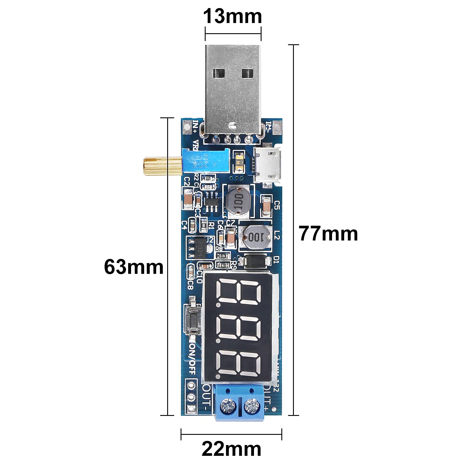 Convertitore Step Up/Down DC-DC - Modulo Regolabile Da 1.2V A 24V Con USB