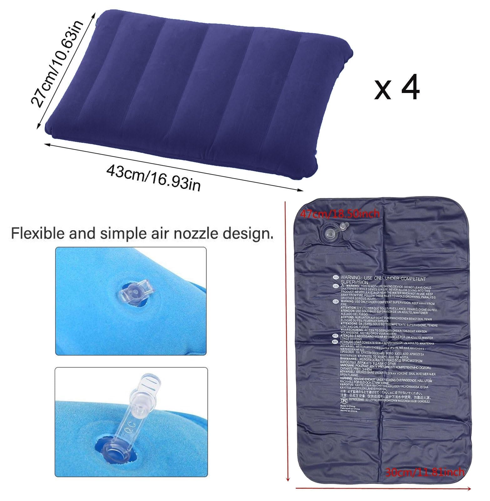 4 Cuscini Gonfiabili Da Viaggio - Per Collo, Spiaggia E Campeggio - Foto 3
