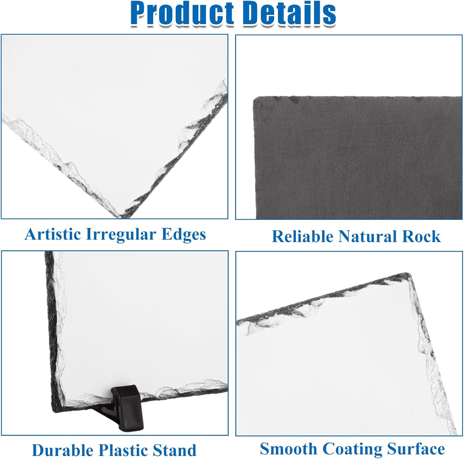 LOPYXBR 6 PCS 5x7 Inch Sublimation Slate Blanks Heat Thermal Transfer Sublimation Plaque Slate 5x7 Rock Stone Sublimation Blanks with Display Holder for Decor DIY for Desktop Souvenir Custom Design