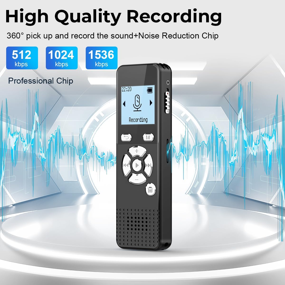Digital Voice Activated Recorder with Playback - 72GB Audio Recording Device with 5300 Hours Recording Time - Sound Tape Recorder Listening Devices for Lecture with USB Microphone Password
