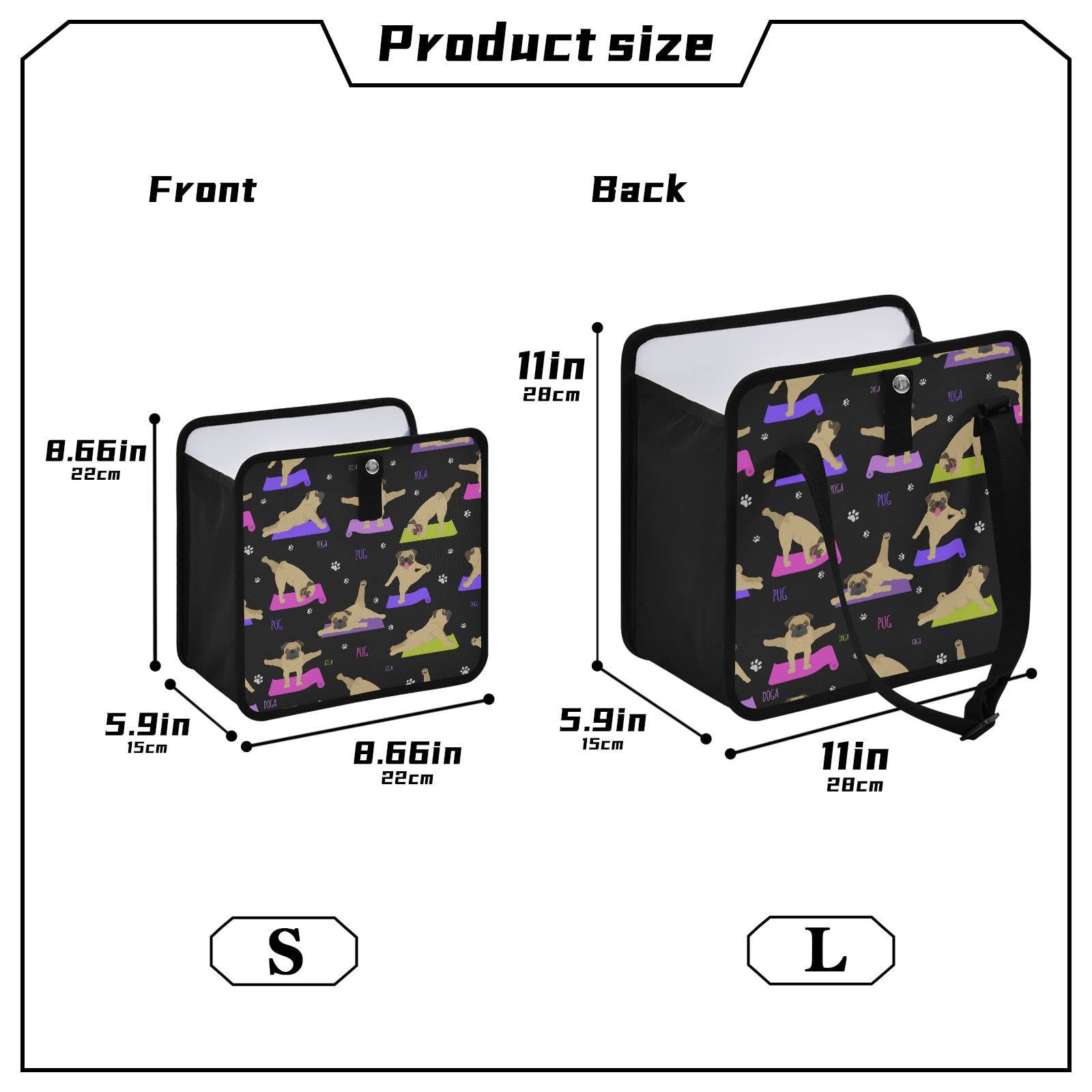 GACTIVITY Car Trash Can With Lid – Cat & Dog Print, Collapsible, Waterproof, Hangs On Seat (Car Organizer Accessory)