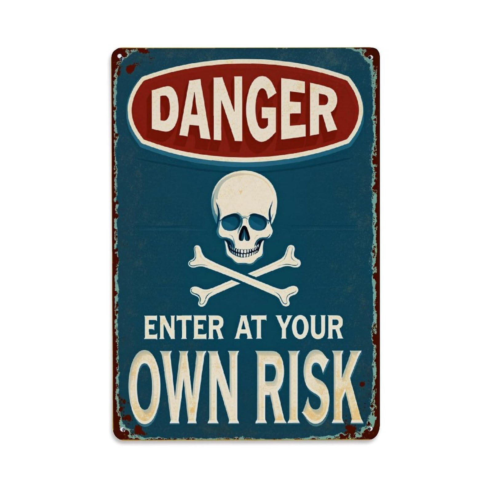 Jdfenggu Vintage Danger Skull Crossbones Warning Sign Retro Metal Tin Sign, Decor Art Poster For Bar, Home, Man Cave, Kitchen, Laundry Room Gift 8X12inch