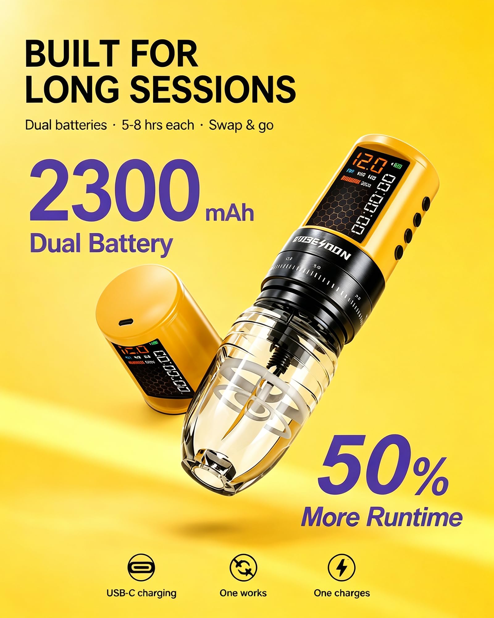 Amazon.com: POSEIDON Wireless Tattoo Gun Kit 2 Batteries 7 Strokes