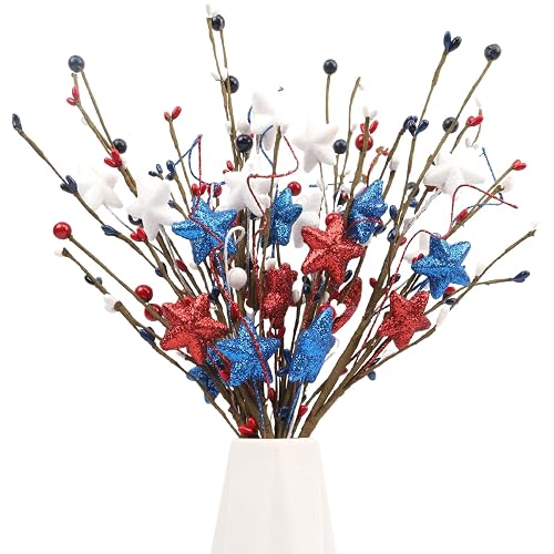 Wootkey 4 Pcs 4th of July Decorations Patriotic Artificial Berry
