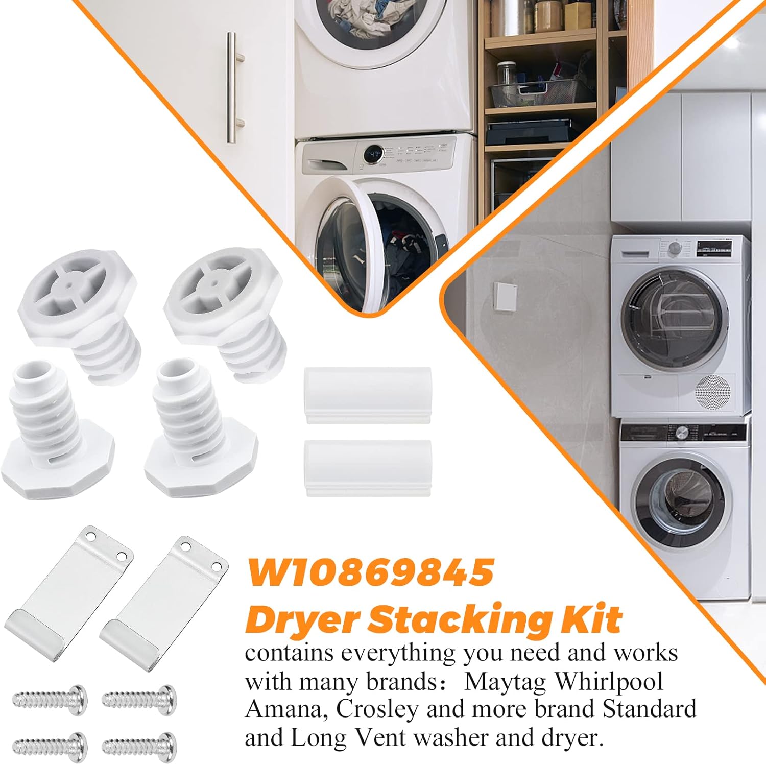 Universal Stainless Steel and Plastic Dryer Stacking Kit