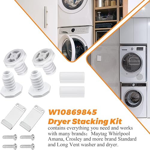 Miniatura 8 de SKK-7A SKK8K - Kit de apilamiento de ropa para lavadora Samsung de 27 pulgadas de carga frontal -W10869845 Kit de apilamiento de secadora compatible