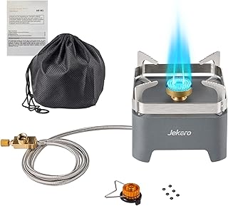 Campingkocher 5000W Gaskocher, Tragbar Winddicht Gas Campingkocher, Gasbrenner mit Adapter, Camping Kocher für Camping & Wandern, Notkochherd 13.8 X 12.5 X 10.6 CM