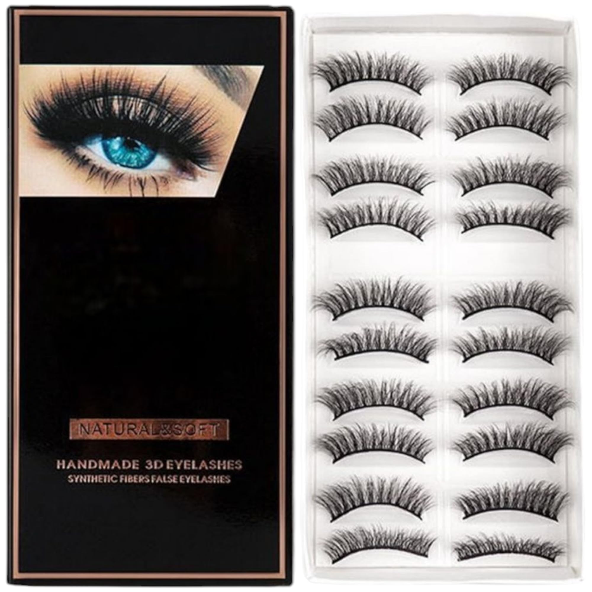 FAKE EYELASHES HANDMADE & NATURAL PAIR OF 10-image-28