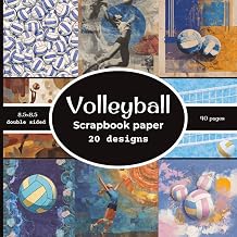 Volleyball Scrapbook paper 20 Double Sided Decorative Craft Paper | for Collage, Card Making, Origami, scrapbooking, More | Color | 8.5 x 8.5