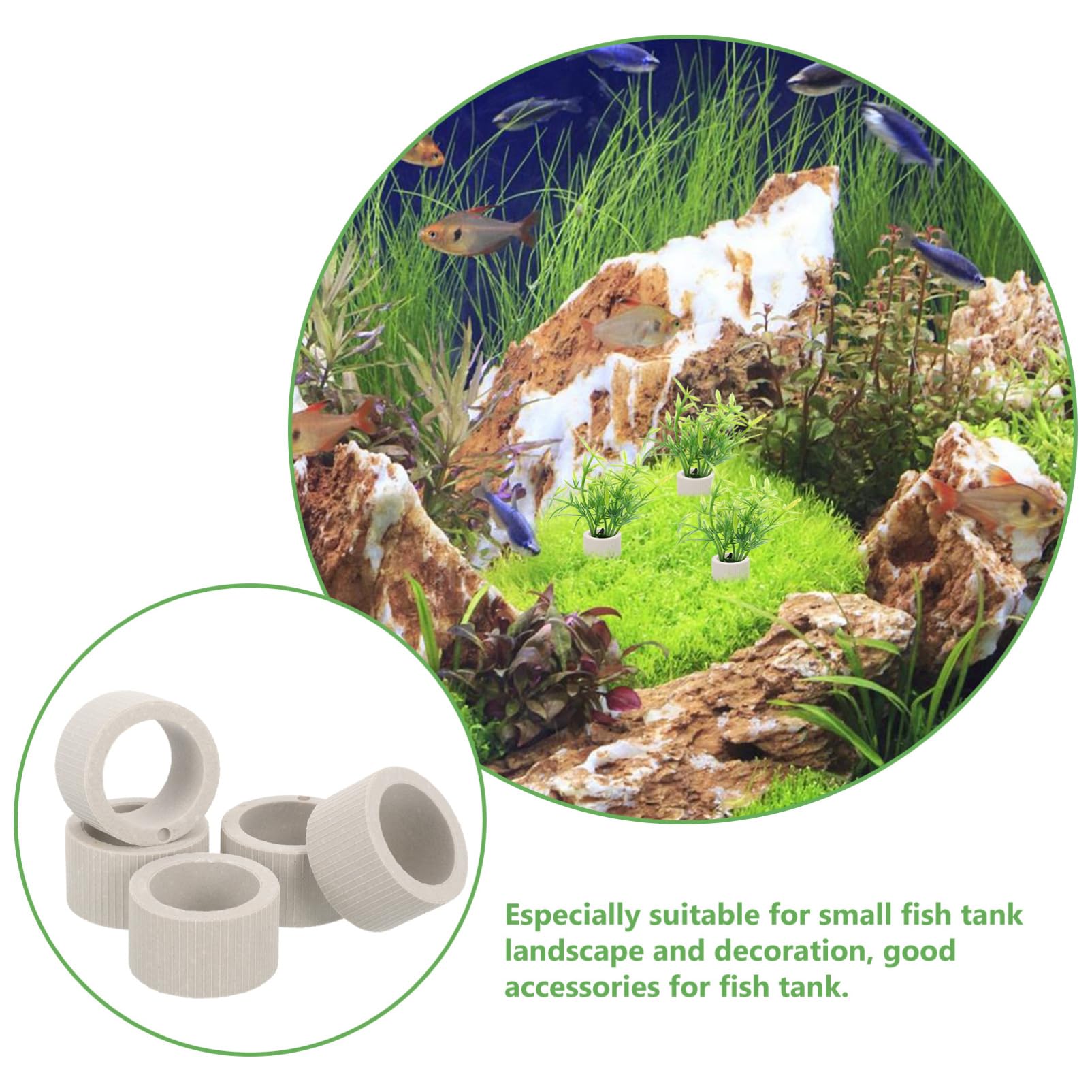 YARNOW 4 Juegos Taza De Plantación Acuática Ancla Pecera Portátil Agua Macetero De Acuario Aire Titulares Calentador Artificial Tanque Cerámica 10 Uds * 4