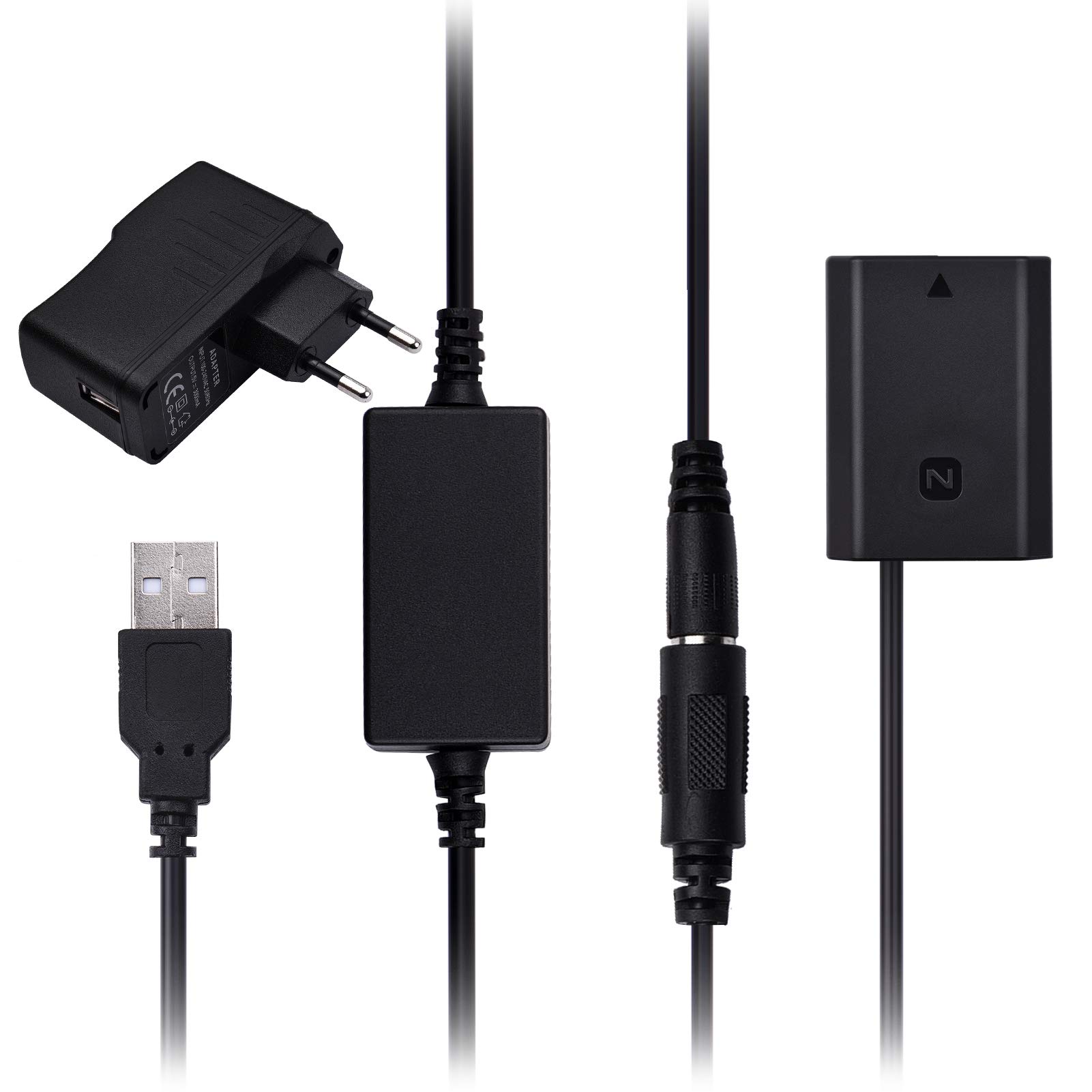 Andoer DC acoplador de batería ciega DR FZ100 DC acoplador de batería dummy sustituye la batería NP FZ100 por un convertidor USB DC