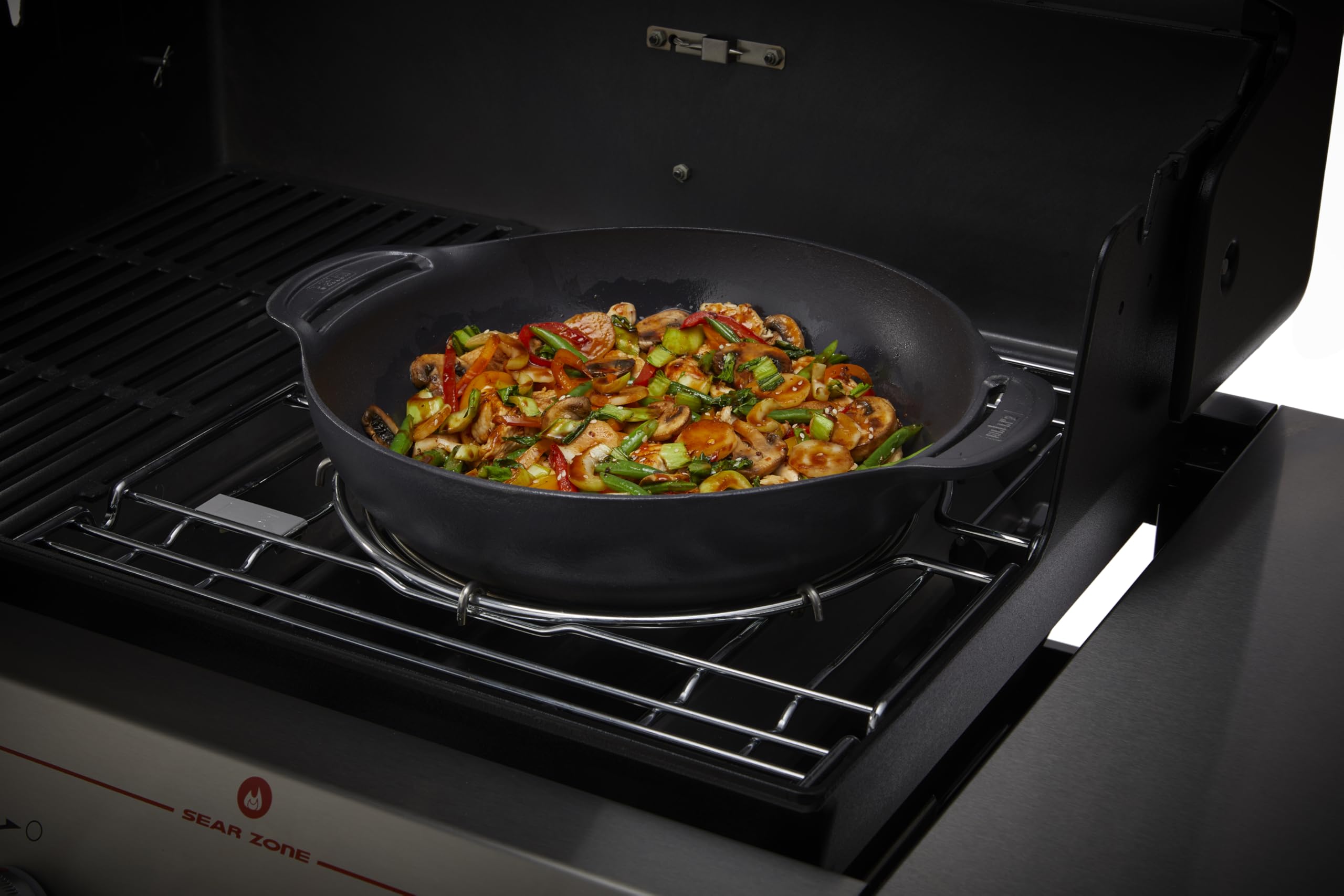 Weber Crafted Wok & Panier Vapeur/Set 2-en-1 en Acier Inoxydable pour saisir et Cuire à la Vapeur des légumes, de la Viande ou du Poisson – Argent (7607)