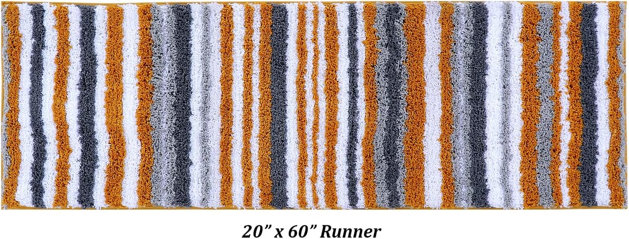 Better Trends Griffie Collection Premium Large Bathroom Rugs, Bathroom Carpet Runner, Quick-Dry & Washable Runner for Bathroom Floor,Long Bath Mat - Yellow Bath Runner
