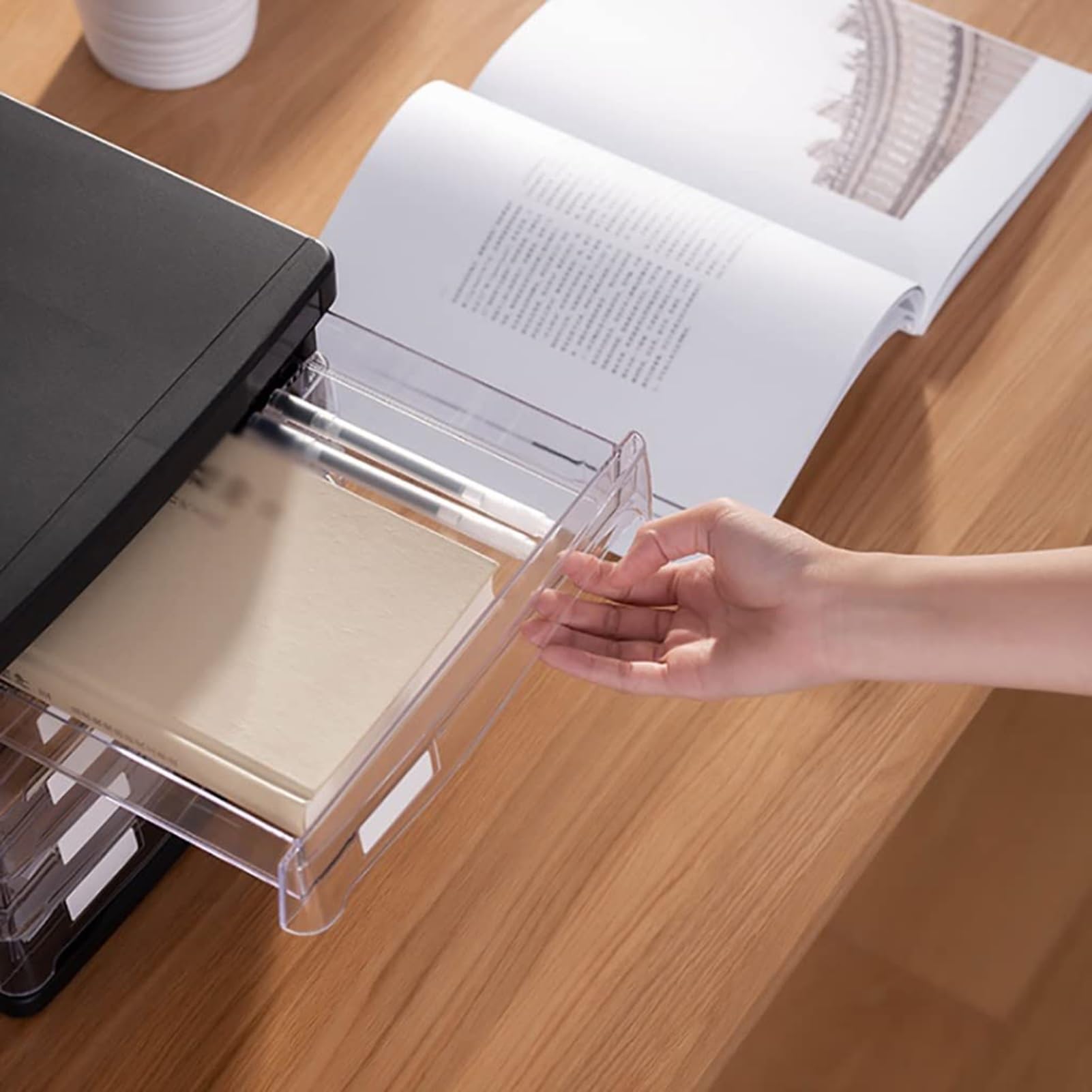 Organizador Escritorio Archivador De Plástico PP Transparente Con 5 Cajones Para Escritorio, Ideal Para Oficina