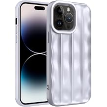 Water Ripple Pattern Straight Frame Soft Cute Phone Cover Compatible with iPhone Case for Men Women GirlsiPhone 14 Pro Max,Matte Silver