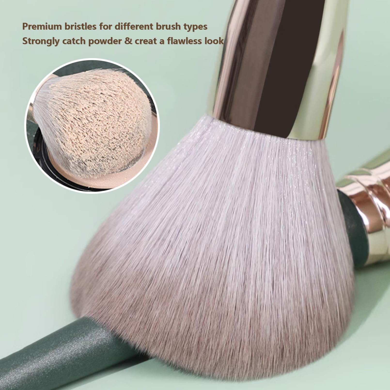 FITDON Pinceaux Maquillages Professionnel, 14 Pièces Pinceau Maquillage Pour Fond de Teint Blush L'anti-cernes Fard à Paupières Poudre Libre et 2 Pièces Houppettes à poudre