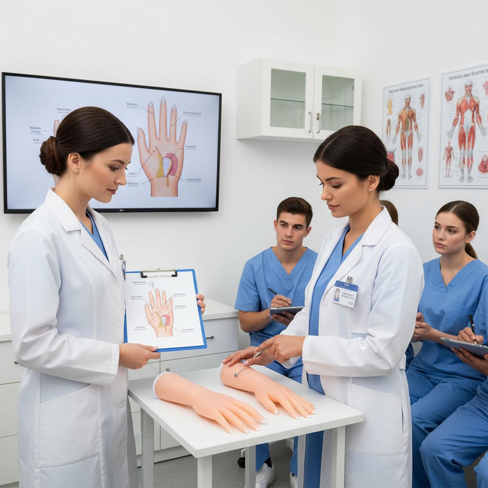 Modèle professionnel en silicone souple pour la formation professionnelle des ongles, parfait pour la photographie de bijoux et la démonstration médicale Utiliser le modèle de main en silicone