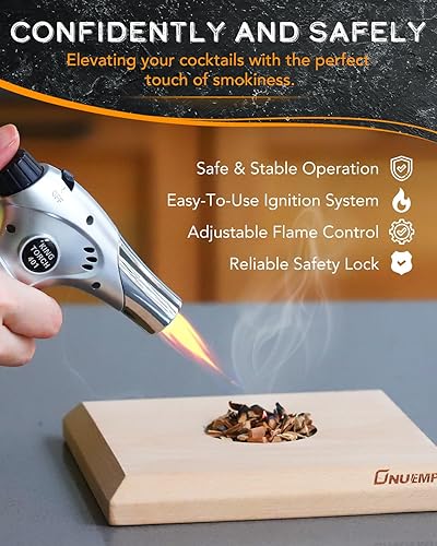 Miniatura 5 de ONUEMP Kit de ahumador de cóctel con antorcha, kit de ahumador antiguo con chips de madera de 5 sabores, infusor de bebidas, parte superior de humo,