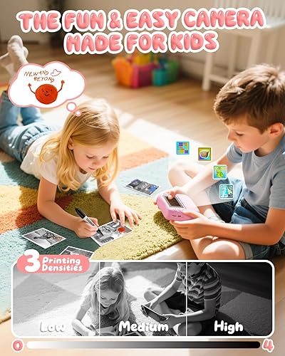 Miniatura 4 de Impresión instantánea de cámara para niños, cámara instantánea HD 1080P para niños con tarjeta de 32G y 3 rollos de papel de impresión, juguete