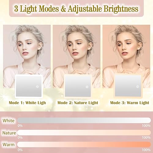 Miniatura 5 de Bolsa de maquillaje de viaje con espejo iluminado, estuche de viaje de maquillaje con divisores ajustables, estuche de tren de maquillaje