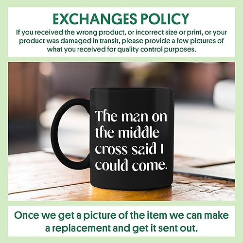 Miniatura 4 de TUANDANG The Man in the Middle Cross Said I Could Come Taza de café negra de 11 oz..