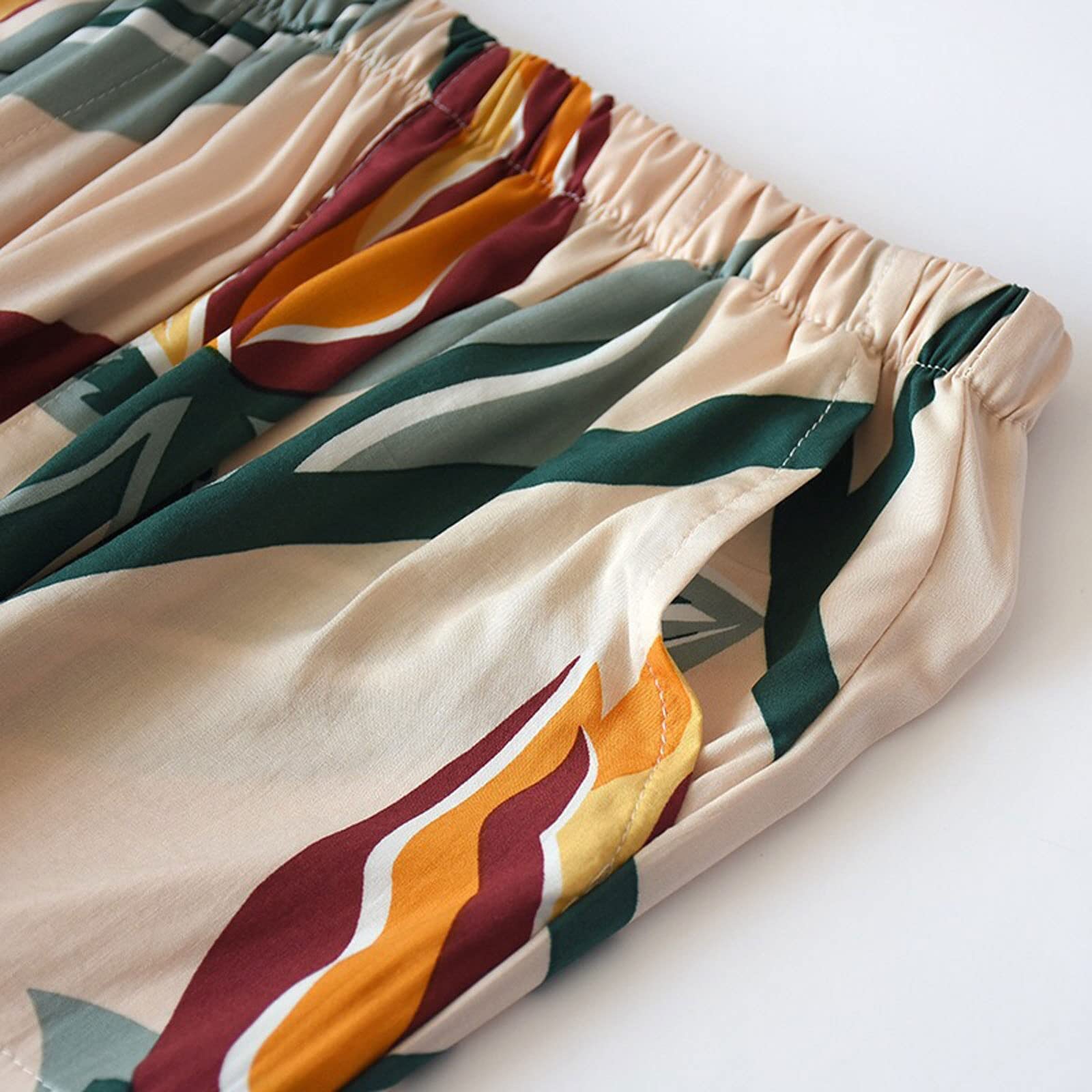 Conjuntos de Pijama para Mujer, algodón Satinado, Fino, Fresco y Suave, Pantalones Holgados con Mosquitos para Mujer, Ropa de casa con Bolsillo Lateral Holgado, Pantalones cómodos informa