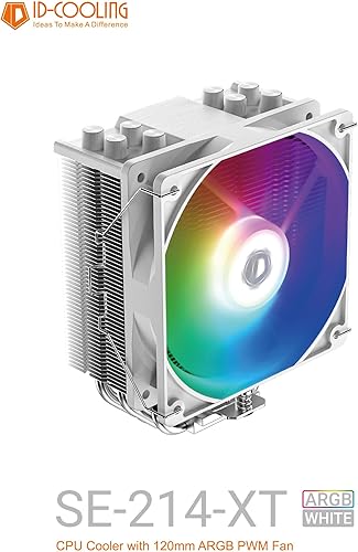 Miniatura 8 de ID-COOLING SE-214-XT ARGB Enfriador de CPU blanco 4 tubos de calor, enfriador de aire de CPU ARGB sincronización de luz con placa base (conector de