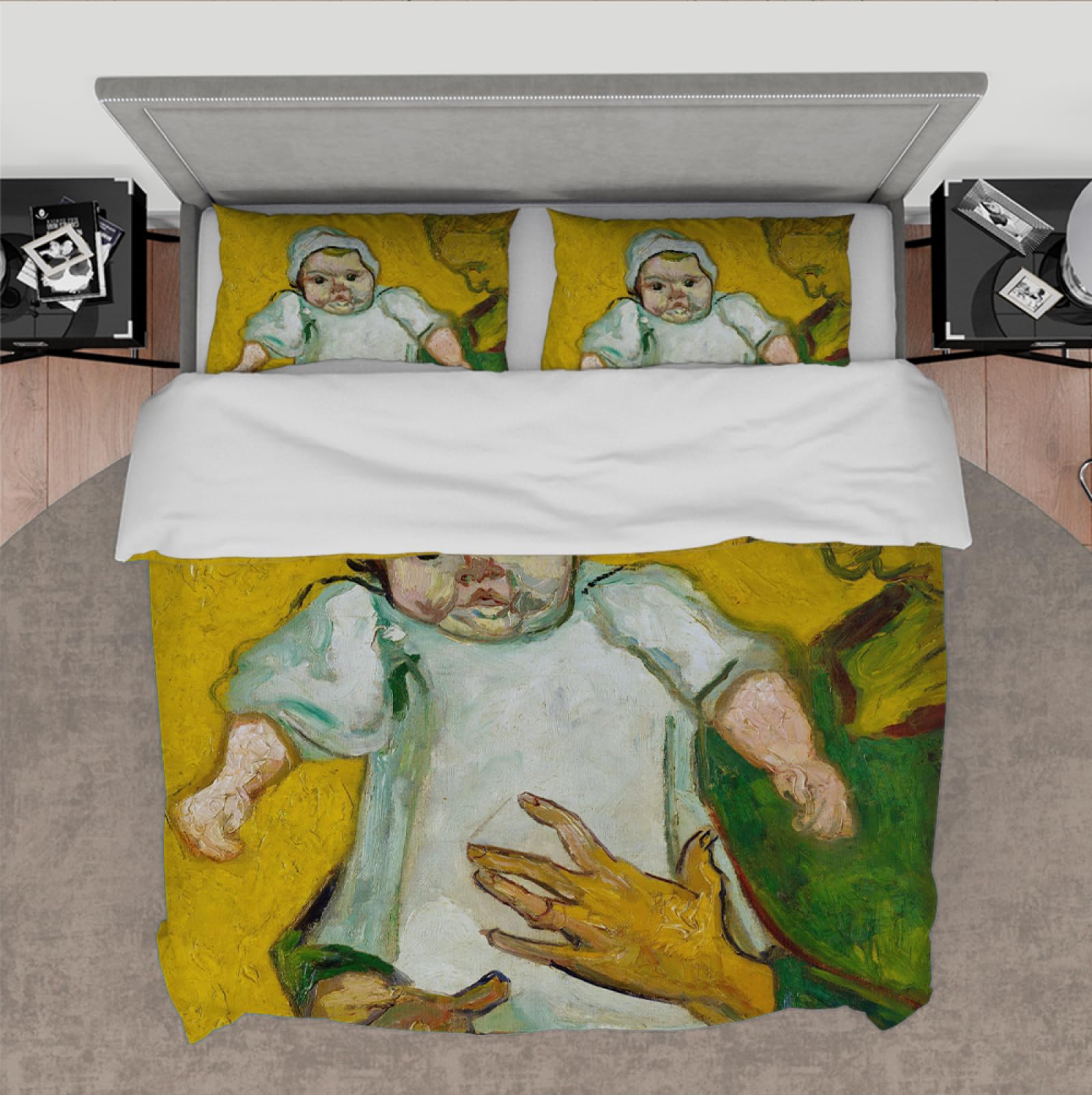 Juego de Funda de edredón con diseño estético de bebé Funda de edredón con 2 Fundas de Almohada Verde y Amarillo Suave para Adultos y niños 3 Piezas 200x220 cm