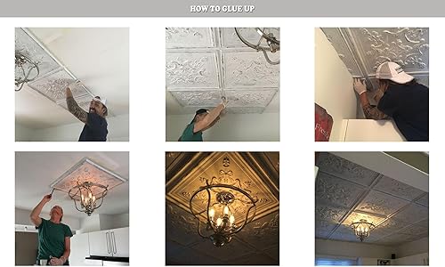 Miniatura 8 de 3D Wall Panels Decor Embossed Stereoscopic Wall Board for Cafe Club Salon Hotel Store Bar 2'x2' PL25 Weathered Iron