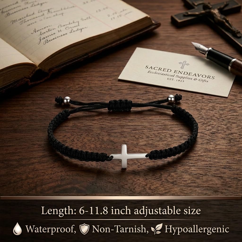JAYUMO 2Pcs Premium Handmade Matching Cross Braided Bracelets for Men Women Couples Brothers - Adjustable Cross Charm, Symbol of Love Friendship