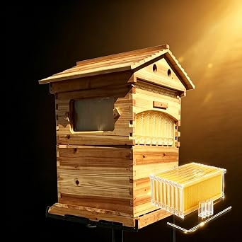 Self-Flow Hive, Wax-Coated Cedar Hive with Sloped Roof