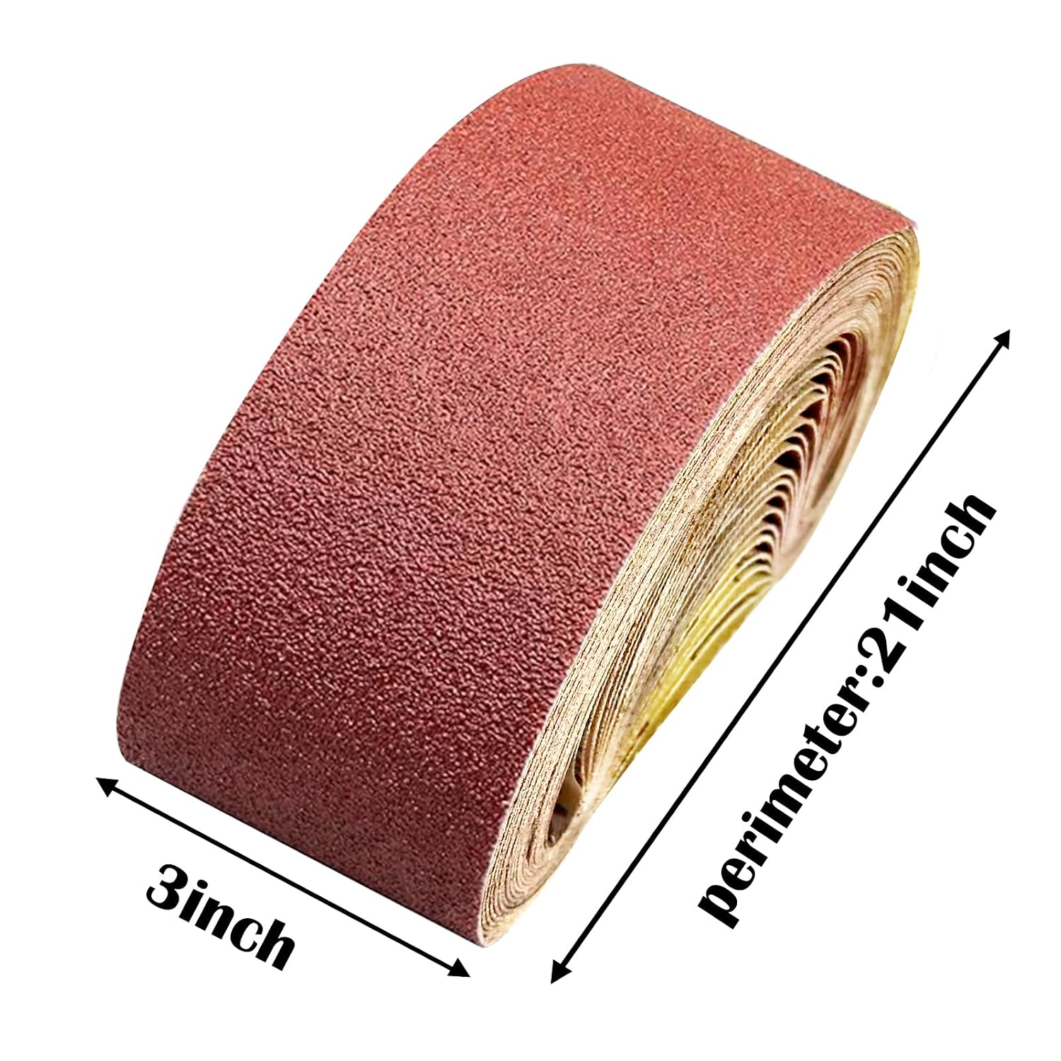 24 Pack 3 x 21 Inch Sanding Belts, Aluminum Oxide（6 Each of 40 80 120 240 Grits）, for Woodworking Polishing, Belt Sander Paper