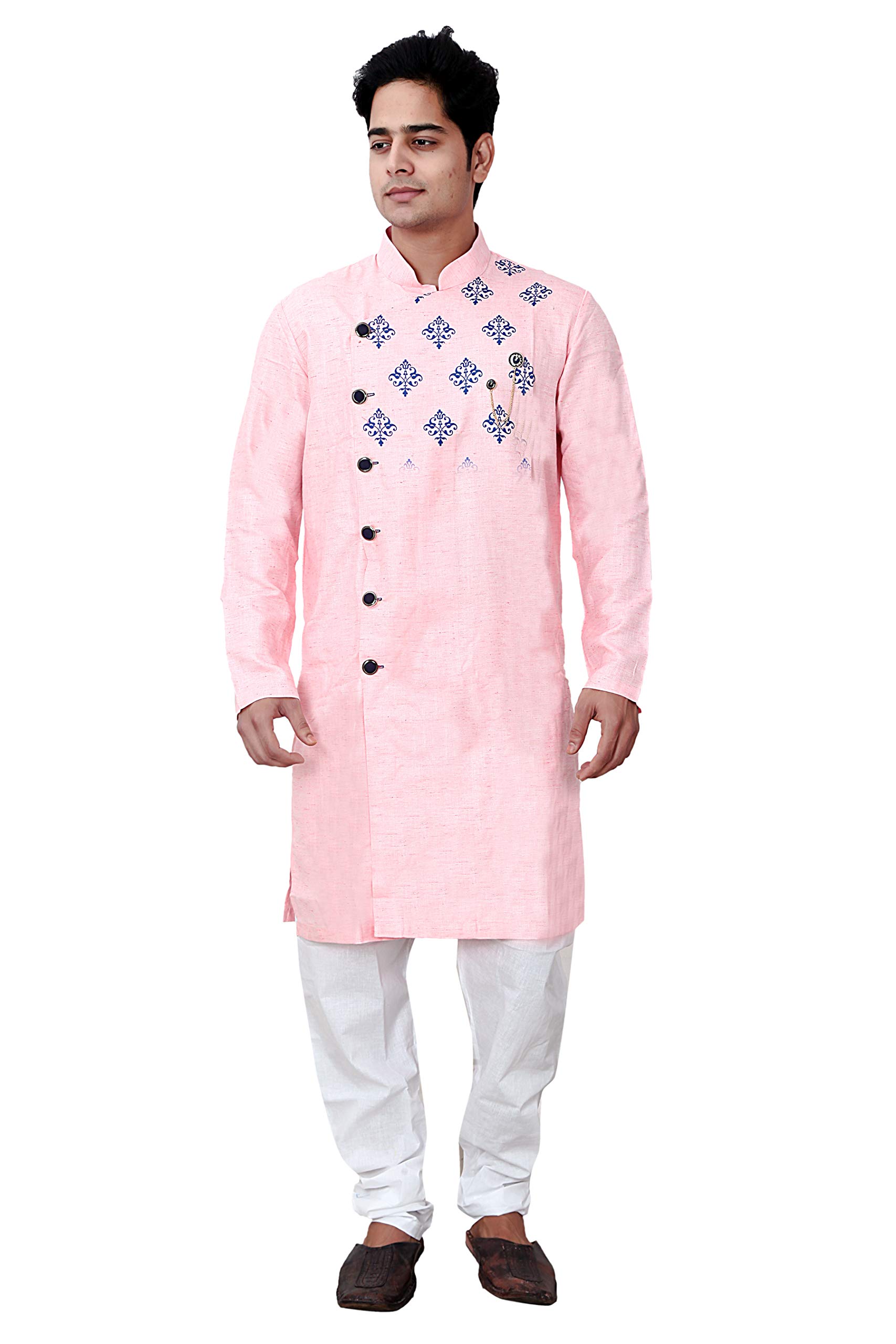 Basilio Men's Indo-Western Style Ethnic Set-109-Pink-image-44