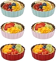 Vista 1 de Mini sartén redonda para tartas con parte inferior extraíble, mini moldes antiadherentes para hornear, juego de moldes para quiche de acero al