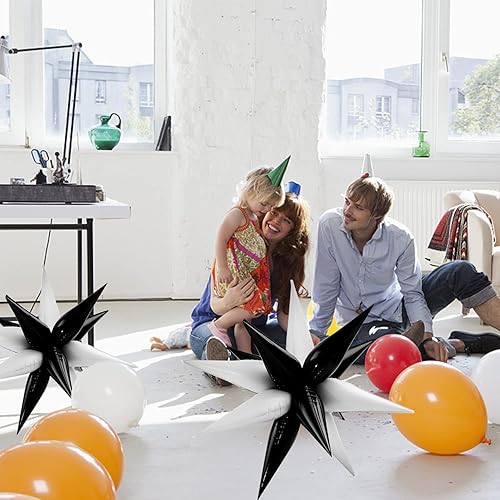 Miniatura 4 de 50 globos de cono de aluminio de 20 pulgadas globos de estrella puntiaguda para fiesta de cumpleaños boda fotobooth telón de fondo blanco  negro