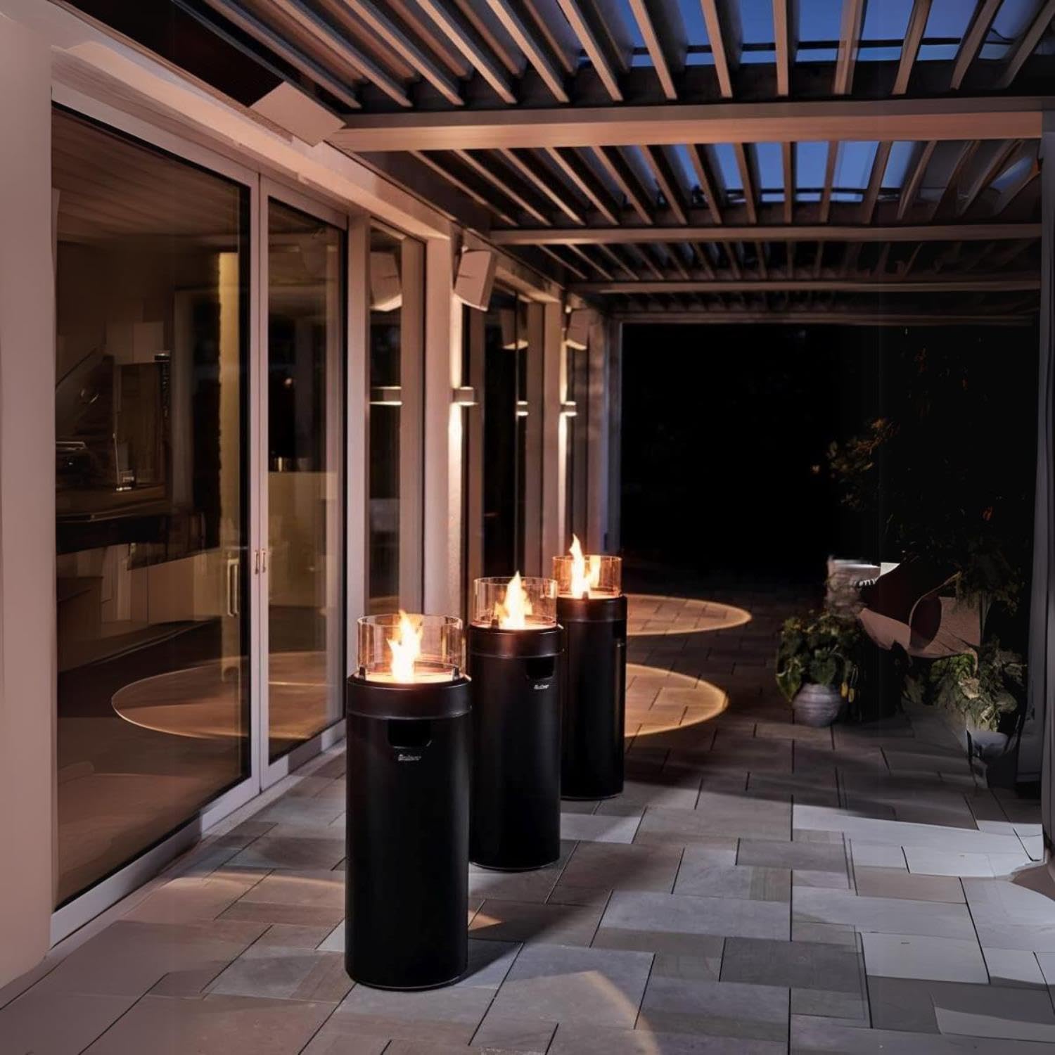 Enders NOVA LED L BLACK Gas Terrassenfeuer H102cm Ø62cm Schwarz