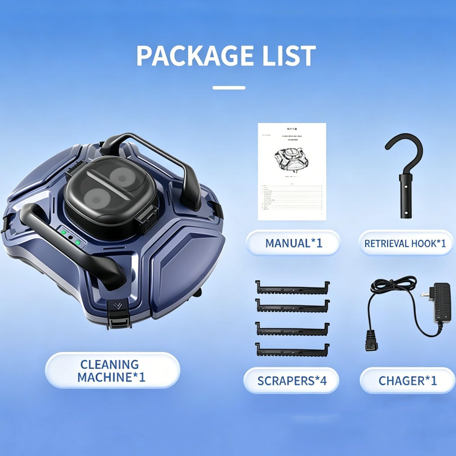 Cordless Automatic Pool Cleaner, 5000Mah Battery, 3.5M³/H Filtration, 200Μm Filter, IPX8 Waterproof, Auto Return