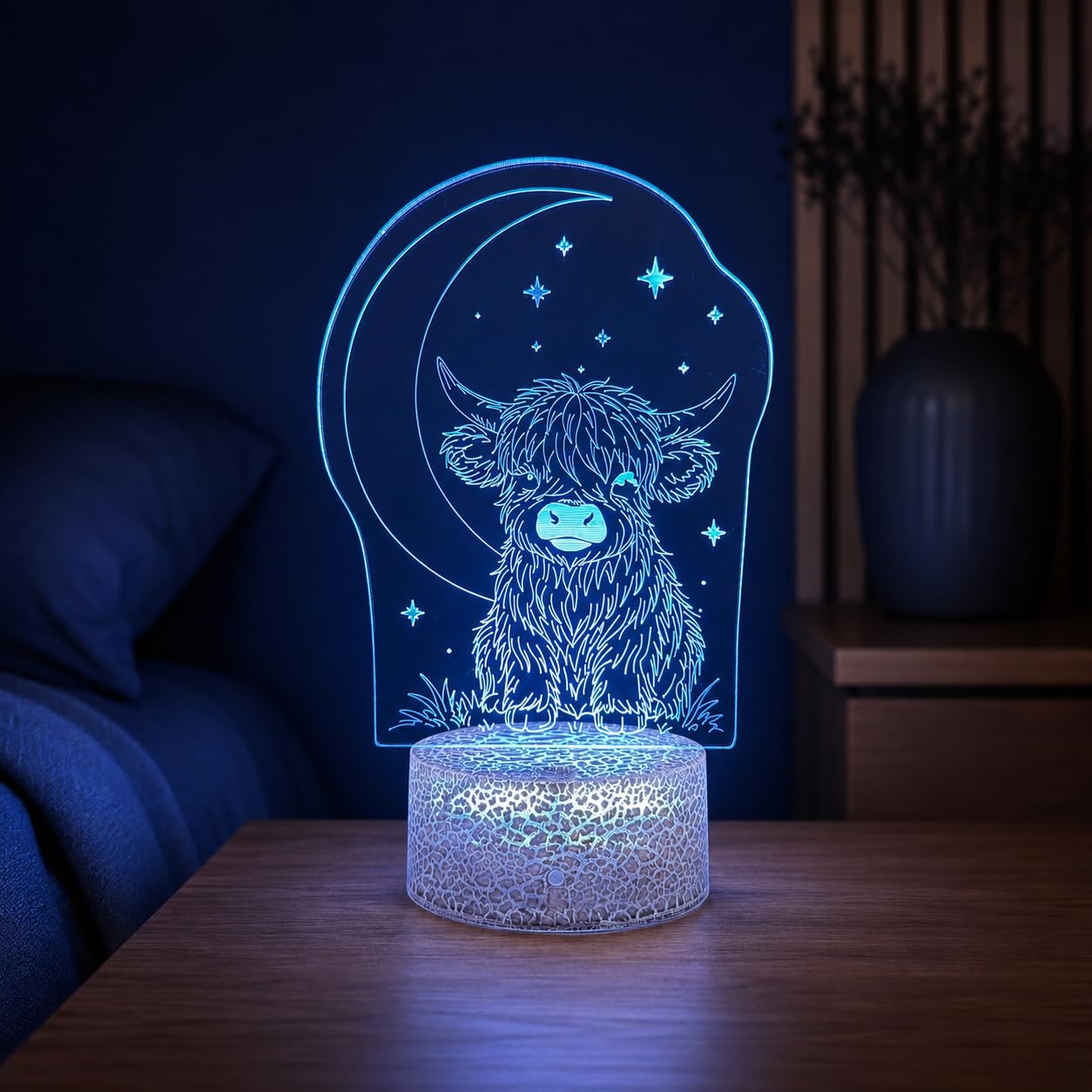 Highland Cow Night Light, 16-Colour Animal Lamp with Remote & Touch