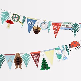 Meri Meri Outdoor Adventures Party Garland (Pack of 1), Resuable Party Decorations, Paper Garland, Honeycomb Details, Retro Colours, Easy to Hang, 14' Including Excess Cord