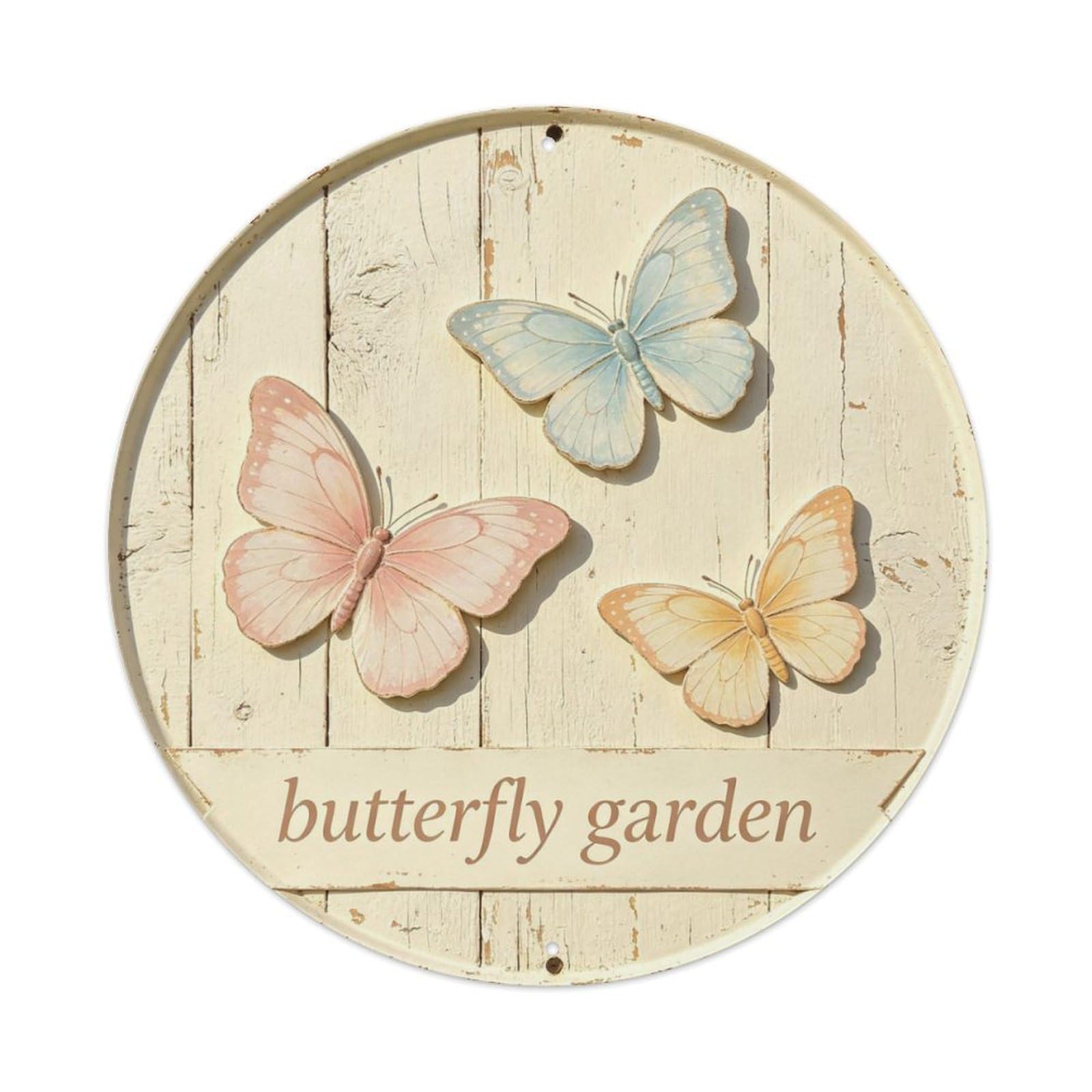 Butterfly Garden Metal Tin Sign Plaque